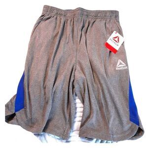 Reebok Training Gym‎ Shorts for Boys Gray with Blue Side Stripes  XL (14-16)